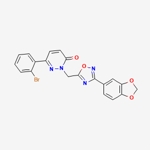 molecular formula C20H13BrN4O4 B3045598 2-((3-(benzo[d][1,3]dioxol-5-yl)-1,2,4-oxadiazol-5-yl)methyl)-6-(2-bromophenyl)pyridazin-3(2H)-one CAS No. 1105196-51-7