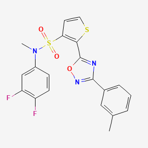 molecular formula C20H15F2N3O3S2 B3045599 N-(3,4-difluorophenyl)-N-methyl-2-[3-(3-methylphenyl)-1,2,4-oxadiazol-5-yl]thiophene-3-sulfonamide CAS No. 1105196-59-5