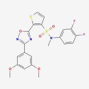molecular formula C21H17F2N3O5S2 B3045600 N-(3,4-difluorophenyl)-2-[3-(3,5-dimethoxyphenyl)-1,2,4-oxadiazol-5-yl]-N-methylthiophene-3-sulfonamide CAS No. 1105196-62-0
