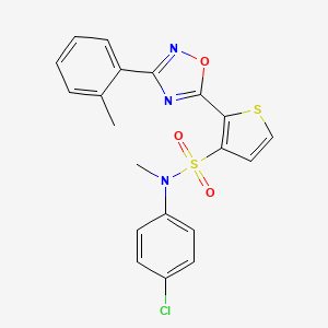 molecular formula C20H16ClN3O3S2 B3045601 N-(4-chlorophenyl)-N-methyl-2-[3-(2-methylphenyl)-1,2,4-oxadiazol-5-yl]thiophene-3-sulfonamide CAS No. 1105196-71-1