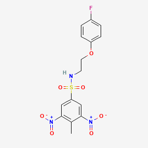 molecular formula C15H14FN3O7S B3045617 N-(2-(4-fluorophenoxy)ethyl)-4-methyl-3,5-dinitrobenzenesulfonamide CAS No. 1105234-79-4