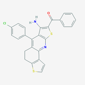 molecular formula C26H17ClN2OS2 B304562 [7-Amino-6-(4-chlorophenyl)-4,5-dihydrodithieno[2,3-b:2,3-h]quinolin-8-yl](phenyl)methanone 