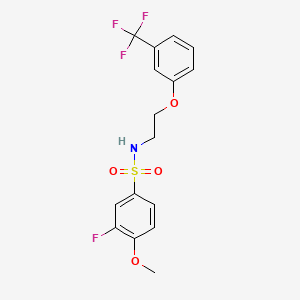 molecular formula C16H15F4NO4S B3045623 3-fluoro-4-methoxy-N-(2-(3-(trifluoromethyl)phenoxy)ethyl)benzenesulfonamide CAS No. 1105236-12-1