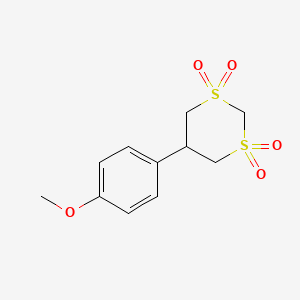 molecular formula C11H14O5S2 B3045637 1,3-Dithiane, 5-(4-methoxyphenyl)-, 1,1,3,3-tetraoxide CAS No. 111012-67-0