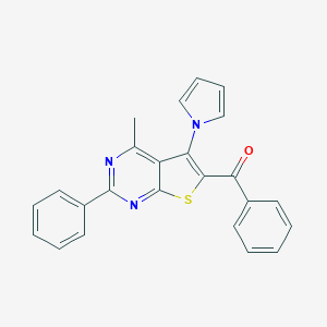 molecular formula C24H17N3OS B304565 [4-methyl-2-phenyl-5-(1H-pyrrol-1-yl)thieno[2,3-d]pyrimidin-6-yl](phenyl)methanone 