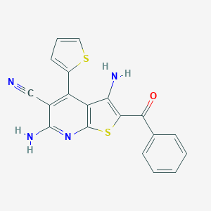 molecular formula C19H12N4OS2 B304566 3,6-Diamino-2-benzoyl-4-(2-thienyl)thieno[2,3-b]pyridine-5-carbonitrile 