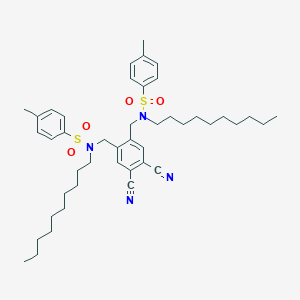 molecular formula C44H62N4O4S2 B304574 N-decyl-N-[4,5-dicyano-2-({decyl[(4-methylphenyl)sulfonyl]amino}methyl)benzyl]-4-methylbenzenesulfonamide 
