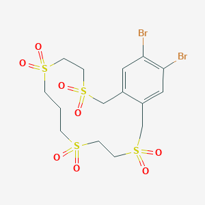 15,16-dibromo-1,3,4,7,8,10,11,13-octahydro-6H-2,5,9,12-benzotetrathiacyclopentadecine 2,2,5,5,9,9,12,12-octaoxide