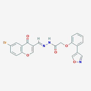 molecular formula C21H14BrN3O5 B304576 N'-[(6-bromo-4-oxo-4H-chromen-3-yl)methylene]-2-[2-(4-isoxazolyl)phenoxy]acetohydrazide 