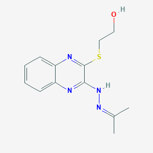 molecular formula C13H16N4OS B304582 Acetone {3-[(2-hydroxyethyl)sulfanyl]-2-quinoxalinyl}hydrazone 