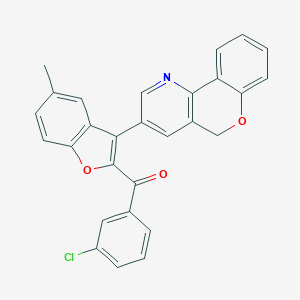 molecular formula C28H18ClNO3 B304584 (3-chlorophenyl)[3-(5H-chromeno[4,3-b]pyridin-3-yl)-5-methyl-1-benzofuran-2-yl]methanone 