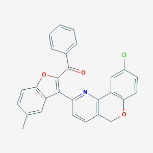 molecular formula C28H18ClNO3 B304586 [3-(9-chloro-5H-chromeno[4,3-b]pyridin-2-yl)-5-methyl-1-benzofuran-2-yl](phenyl)methanone 