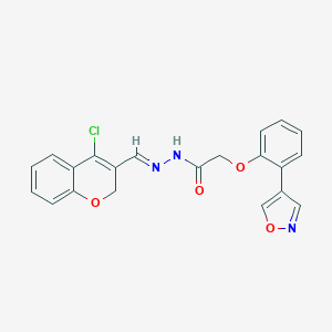 molecular formula C21H16ClN3O4 B304588 N'-[(4-chloro-2H-chromen-3-yl)methylene]-2-[2-(4-isoxazolyl)phenoxy]acetohydrazide 