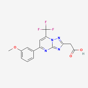 molecular formula C15H11F3N4O3 B3045898 2-[5-(3-Methoxyphenyl)-7-(trifluoromethyl)-[1,2,4]triazolo[1,5-a]pyrimidin-2-yl]acetic acid CAS No. 1160245-90-8