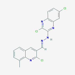 molecular formula C19H12Cl3N5 B304590 2-Chloro-8-methyl-3-quinolinecarbaldehyde (3,7-dichloro-2-quinoxalinyl)hydrazone 