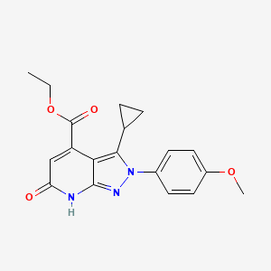 ethyl 3-cyclopropyl-2-(4-methoxyphenyl)-6-oxo-6,7-dihydro-2H-pyrazolo[3,4-b]pyridine-4-carboxylate