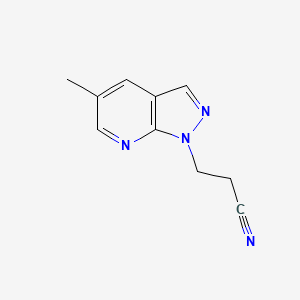 molecular formula C10H10N4 B3045908 3-(5-methyl-1H-pyrazolo[3,4-b]pyridin-1-yl)propanenitrile CAS No. 1160246-32-1