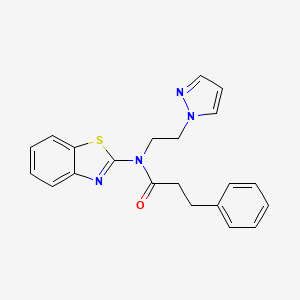 N-(2-(1H-pyrazol-1-yl)ethyl)-N-(benzo[d]thiazol-2-yl)-3-phenylpropanamide