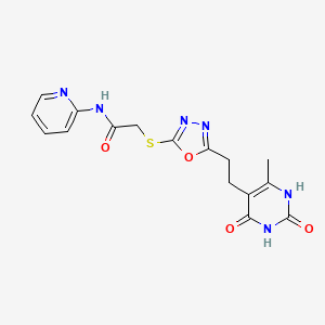 2-((5-(2-(6-methyl-2,4-dioxo-1,2,3,4-tetrahydropyrimidin-5-yl)ethyl)-1,3,4-oxadiazol-2-yl)thio)-N-(pyridin-2-yl)acetamide