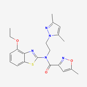 molecular formula C21H23N5O3S B3045967 N-(2-(3,5-dimethyl-1H-pyrazol-1-yl)ethyl)-N-(4-ethoxybenzo[d]thiazol-2-yl)-5-methylisoxazole-3-carboxamide CAS No. 1171054-88-8