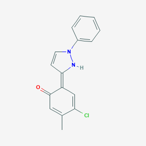 molecular formula C16H13ClN2O B304597 (6E)-4-chloro-3-methyl-6-(2-phenyl-1H-pyrazol-5-ylidene)cyclohexa-2,4-dien-1-one 