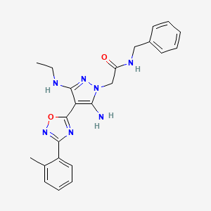 molecular formula C23H25N7O2 B3045975 2-(5-amino-3-(ethylamino)-4-(3-(o-tolyl)-1,2,4-oxadiazol-5-yl)-1H-pyrazol-1-yl)-N-benzylacetamide CAS No. 1172092-93-1