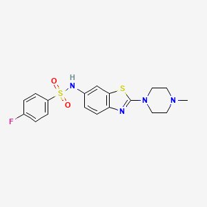 molecular formula C18H19FN4O2S2 B3045976 4-fluoro-N-(2-(4-methylpiperazin-1-yl)benzo[d]thiazol-6-yl)benzenesulfonamide CAS No. 1172252-61-7