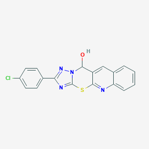 molecular formula C18H11ClN4OS B304598 2-(4-chlorophenyl)-11H-[1,2,4]triazolo[5',1':2,3][1,3]thiazino[6,5-b]quinolin-11-ol 