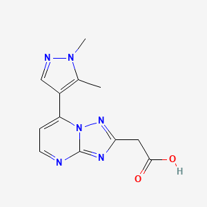 molecular formula C12H12N6O2 B3045990 [7-(1,5-dimethyl-1H-pyrazol-4-yl)[1,2,4]triazolo[1,5-a]pyrimidin-2-yl]acetic acid CAS No. 1174835-55-2