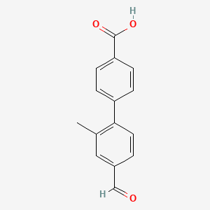 molecular formula C15H12O3 B3046013 4'-Formyl-2'-methyl-[1,1'-biphenyl]-4-carboxylic acid CAS No. 1179362-36-7
