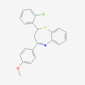 molecular formula C22H18ClNOS B304603 4-[2-(2-Chlorophenyl)-2,3-dihydro-1,5-benzothiazepin-4-yl]phenyl methyl ether 