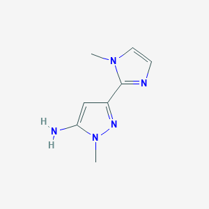 molecular formula C8H11N5 B3046033 1-methyl-3-(1-methyl-1H-imidazol-2-yl)-1H-pyrazol-5-amine CAS No. 118430-79-8