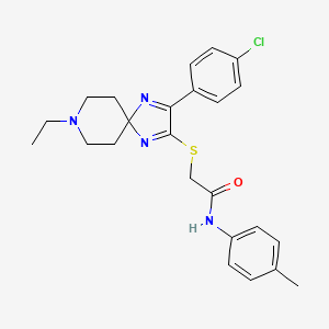 2-((3-(4-chlorophenyl)-8-ethyl-1,4,8-triazaspiro[4.5]deca-1,3-dien-2-yl)thio)-N-(p-tolyl)acetamide