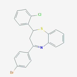 molecular formula C21H15BrClNS B304604 4-(4-Bromophenyl)-2-(2-chlorophenyl)-2,3-dihydro-1,5-benzothiazepine 