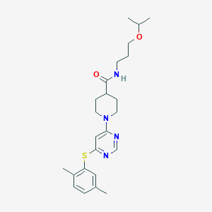 molecular formula C24H34N4O2S B3046060 1-[6-(2,5-dimethylphenyl)sulfanylpyrimidin-4-yl]-N-(3-propan-2-yloxypropyl)piperidine-4-carboxamide CAS No. 1189437-96-4