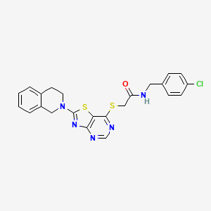 molecular formula C23H20ClN5OS2 B3046062 N-(4-chlorobenzyl)-2-((2-(3,4-dihydroisoquinolin-2(1H)-yl)thiazolo[4,5-d]pyrimidin-7-yl)thio)acetamide CAS No. 1189657-01-9