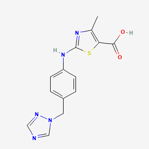 molecular formula C14H13N5O2S B3046065 2-((4-((1H-1,2,4-triazol-1-yl)methyl)phenyl)amino)-4-methylthiazole-5-carboxylic acid CAS No. 1189749-61-8