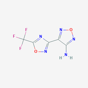 molecular formula C5H2F3N5O2 B3046165 1,2,5-Oxadiazol-3-amine, 4-[5-(trifluoromethyl)-1,2,4-oxadiazol-3-yl]- CAS No. 120493-19-8