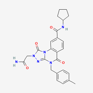 molecular formula C25H26N6O4 B3046188 2-(2-amino-2-oxoethyl)-N-cyclopentyl-4-(4-methylbenzyl)-1,5-dioxo-1,2,4,5-tetrahydro-[1,2,4]triazolo[4,3-a]quinazoline-8-carboxamide CAS No. 1207031-98-8