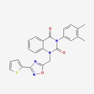 molecular formula C23H18N4O3S B3046191 3-(3,4-dimethylphenyl)-1-((3-(thiophen-2-yl)-1,2,4-oxadiazol-5-yl)methyl)quinazoline-2,4(1H,3H)-dione CAS No. 1207047-58-2
