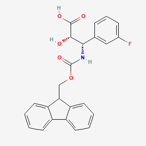 molecular formula C24H20FNO5 B3046270 (2S,3S)-3-((((9H-Fluoren-9-yl)methoxy)carbonyl)amino)-3-(3-fluorophenyl)-2-hydroxypropanoic acid CAS No. 1217603-27-4