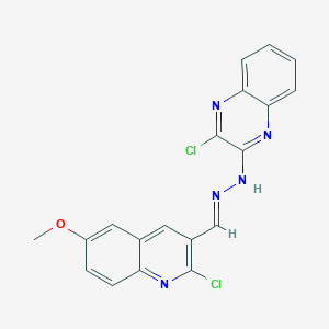 molecular formula C19H13Cl2N5O B304630 2-Chloro-6-methoxy-3-quinolinecarbaldehyde (3-chloro-2-quinoxalinyl)hydrazone 