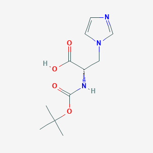 molecular formula C11H17N3O4 B3046309 N-(tert-butoxycarbonyl)-3-imidazol-1-yl-L-alanine CAS No. 122225-53-0