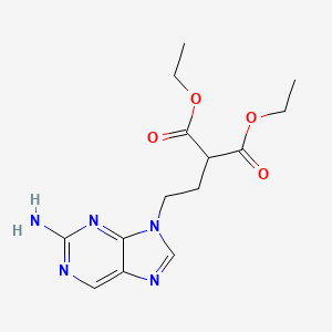 molecular formula C14H19N5O4 B3046314 Propanedioic acid, [2-(2-amino-9H-purin-9-yl)ethyl]-, diethyl ester CAS No. 122497-22-7