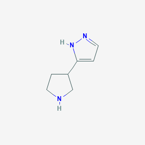 molecular formula C7H11N3 B3046316 3-(3-pyrrolidinyl)-1H-pyrazole CAS No. 1225218-82-5
