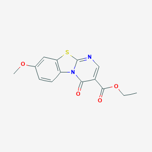 molecular formula C14H12N2O4S B304633 ethyl 8-methoxy-4-oxo-4H-pyrimido[2,1-b][1,3]benzothiazole-3-carboxylate 