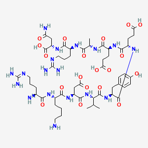 molecular formula C53H86N18O19 B3046349 精-赖-天-缬-酪-谷-谷-丙-谷-谷 CAS No. 123167-51-1