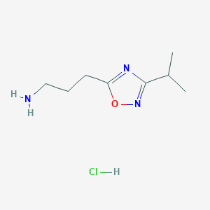 molecular formula C8H16ClN3O B3046368 3-[3-(Propan-2-yl)-1,2,4-oxadiazol-5-yl]propan-1-amine hydrochloride CAS No. 1235439-76-5