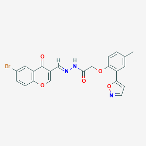 molecular formula C22H16BrN3O5 B304637 N'-[(6-bromo-4-oxo-4H-chromen-3-yl)methylene]-2-[2-(5-isoxazolyl)-4-methylphenoxy]acetohydrazide 