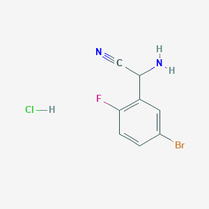 molecular formula C8H7BrClFN2 B3046398 2-Amino-2-(5-bromo-2-fluorophenyl)acetonitrile hydrochloride CAS No. 1240526-17-3